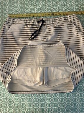 Chico's Skort, white with navy blue pinstripes